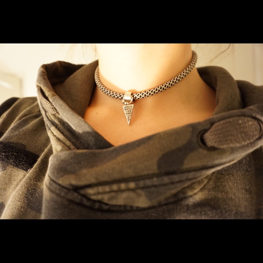 Rebecca Minkoff cord choker with diamond pendant